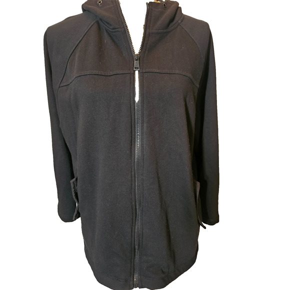 LRL Lauren Active Ralph Lauren Womens Black Full Zip Sweatshirt Jacket Size L - Picture 1 of 5
